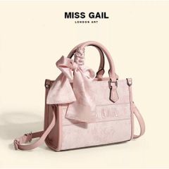 (Hàng V.I.P LIMITED) - Túi tote thêu hoa MÀU HỒNG nhẹ nhàng, tinh tế MISS GAIL sang chảnh tặng dây buộc nơ