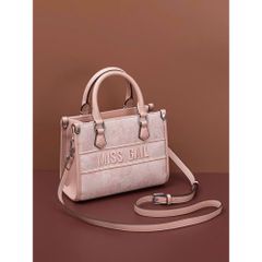 (Hàng V.I.P LIMITED) - Túi tote thêu hoa MÀU HỒNG nhẹ nhàng, tinh tế MISS GAIL sang chảnh tặng dây buộc nơ
