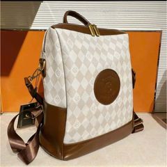 (HÀNG V.I.P) Balo Da CELLIS KISS Size Lớn Đựng Tài Liệu, LAPTOP, Họa Tiết Caro Màu Kem Phối Nâu, Backpack Da Chống Nước