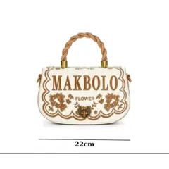 (HÃNG MAKBOLO - NO BOX) - Túi xách Nữ họa tiết thêu tinh xảo, đẳng cấp, kích thước 22cm Bag kem