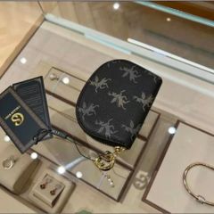 (Hàng V.I.P LIMITED - FULL BOX) - Ví đựng thẻ Cellis Kiss 12 ngăn tối giản sang trọng, thời thượng . Màu Kem/Nâu
