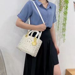 (HÀNG CAO CẤP) (Túi Xách Nữ Da Cá Sấu QC) - D.R Cao Cấp Size 22, Túi đeo chéo Da Cá Sấu Sang trọng