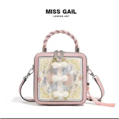 (Hàng V.I.P LIMITED) - Túi cốp thương hiêu MISS GAIL thêu hồng có quai sang chảnh