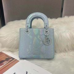 (Hàng VIP ORDER LIMITED Size 17) - Túi xách nữ họa tiết rắn kim cương bạc Da thật Túi xách nữ thời trang