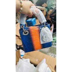 (Hàng VIP ORDER LIMITED Size 17) - Túi xách nữ họa tiết rắn kim cương bạc Da thật Túi xách nữ thời trang