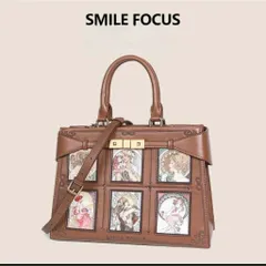 (Hàng V.I.P LIMITED) - Túi xách nữ SMILE FOCUS thời thượng, họa tiết tranh vẽ cổ điển, màu nâu
