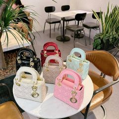 (FULL BOX/ NO BOX) - Túi Đì ô Vân Da Bóng 3 ô size 17 chuẩn sup sịn loại đẹp tag vàng