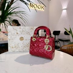 (FULL BOX/ NO BOX) - Túi Đì ô Vân Da Bóng 3 ô size 17 chuẩn sup sịn loại đẹp tag vàng