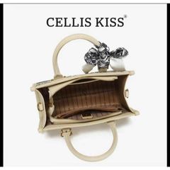 (Hàng V.I.P LIMITED - FULLBOX HÃNG) - Túi xách nữ CELLIS KISS dáng công sở nhỏ, Màu kem bag, Sang trọng
