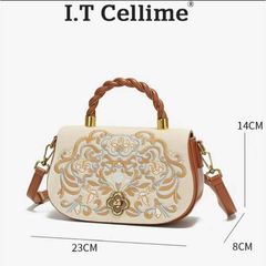 (Hàng V.I.P LIMITED - FULL BOX HÃNG IT CELLIME) - Thiết kế họa tiết thêu 8D Công nghệ mới, Màu Cam Bag Hoa Da Cam