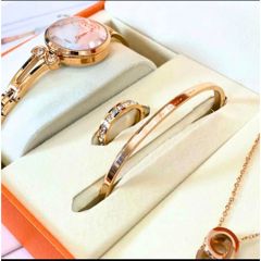 (Hàng Mới Về) - SET Đồng Hồ Nữ Sang Chảnh 5 Phụ kiện Thời trang Chất liệu Thép Không Gỉ