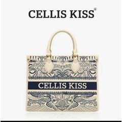(Hàng V.I.P LIMITED - NO BOX) - Túi xách Tote Nữ CELLIS KISS sức chứa lớn họa tiết thêu thời thượng, đẳng cấp, màu xanh