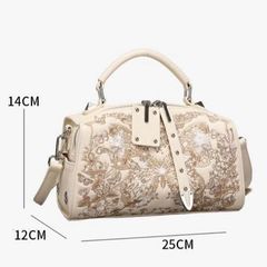 (Hàng V.I.P LIMITED - FULLBOX HÃNG) - Túi xách nữ IT.CELLIME thiết kế túi hộp họa tiết 8D, Màu kem bag, Sang trọng