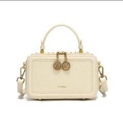 (Hàng V.I.P LIMITED - FULLBOX HÃNG) - Túi xách nữ I.T CELLIME dáng cốp nhỏ, Màu kem phối bag, Sang trọng