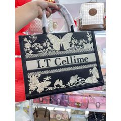 (Hàng V.I.P LIMITED - NO BOX) - Túi xách Tote Nữ IT. CELLIME sức chứa lớn họa tiết thêu thời thượng, đẳng cấp, màu Đen