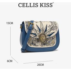 (Hàng V.I.P LIMITED ORDER) - Túi xách Nữ CELLIS KISS sang trọng tinh tế, thêu xanh