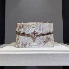 (HÀNG V.I.P ORDER) - Túi xách Nữ khóa thoi Silver đính đá Size 23 thanh lịch sang trọng da rắn
