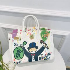 (VIP ORDER) - Túi Xách Nữ 2 quai họa tiết Ông Già và Đồng Xu KHÓA VÀNG Size 30