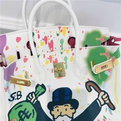 (VIP ORDER) - Túi Xách Nữ 2 quai họa tiết Ông Già và Đồng Xu KHÓA VÀNG Size 30