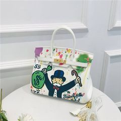 (VIP ORDER) - Túi Xách Nữ 2 quai họa tiết Ông Già và Đồng Xu KHÓA VÀNG Size 30
