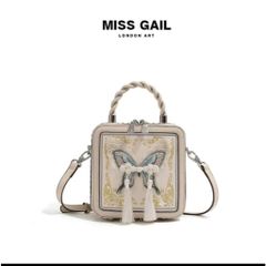 (Hàng V.I.P LIMITED) - Túi cốp thương hiêu MISS GAIL thêu thêu ngọc tinh tế