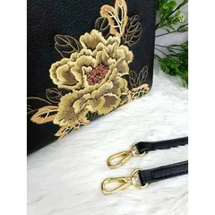 Túi Đi Tiệc Thêu Hoa Vàng Sang Trọng Tặng Kèm Khăn Lụa Size 25