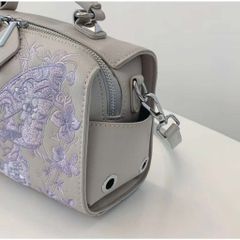 (Hàng V.I.P LIMITED - FULLBOX HÃNG) - Túi xách nữ CELLIS KISS thiết kế túi hộp họa tiết 8D, Màu TÍM, Sang trọng
