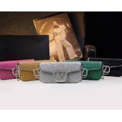 (HÀNG V.IP ORDER LIMITED) - Túi Nữ Đi Tiệc Phong Cách Mới Hình Chữ V Kim Cương Di Động Đeo Vai Túi Thời Trang Cổ Điển