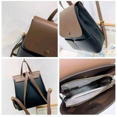 Balo da bò thật, chất liệu mềm, dung tích cỡ trung, đựng được tập vở, ipad nhỏ, không đựng được A4