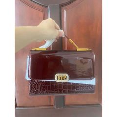 (VIP ORDER) - Túi xách Nữ dáng cầm tay quai kiềng vàng size 25 da bóng sang trọng, thích hợp đi tiệc