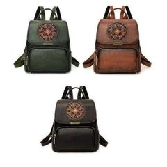Balo Da Bò Thật, Khắc Hoa Tinh Xảo, Thiết Kế Retro Unisex