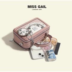 (Hàng V.I.P LIMITED) - Túi xách Nữ MISS GAIL Hộp Chữ Nhật Charme Tròn TRẮNG Phong Cách Mới