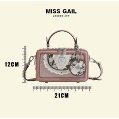 (Hàng V.I.P LIMITED) - Túi xách Nữ MISS GAIL Hộp Chữ Nhật Charme Tròn TRẮNG Phong Cách Mới