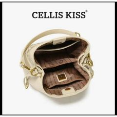(Hàng V.I.P LIMITED - FULLBOX HÃNG) - Túi xách Nữ CELLIS KISS kiểu gối size to, họa tiết thêu tay sang trọng màu Kem