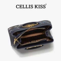 (Hàng V.I.P LIMITED - NO BOX) - Túi xách Nữ CELLIS KISS Thêu tay Quai Kiềng Xanh sang trọng, thời thượng