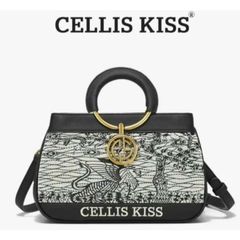 (Hàng V.I.P LIMITED - NO BOX) - Túi xách Nữ CELLIS KISS Thêu tay Quai Kiềng Đen sang trọng, thời thượng