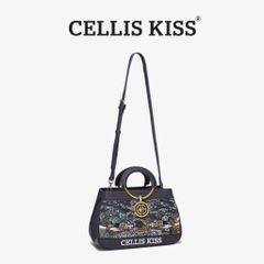 (Hàng V.I.P LIMITED - NO BOX) - Túi xách Nữ CELLIS KISS Thêu tay Quai Kiềng Xanh sang trọng, thời thượng