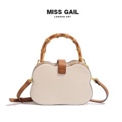 (Hàng V.I.P LIMITED) - Túi HONG KONG MISS GAIL thiết kế phiên bản giới hạn gấu trúc TRẮNG phối tay cầm bằng trúc