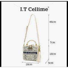 (Hàng V.I.P LIMITED - FULLBOX HÃNG) - Túi xách nữ CELLIME dáng cốp vuông thêu chữ đứng Form, Hoa văn Tinh tế, Sang trọng