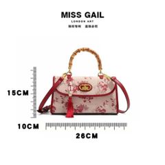 (Hàng V.I.P LIMITED) - Túi xách nữ MISS GAIL kết cấu tay cầm quai tre, túi Messenger Đỏ