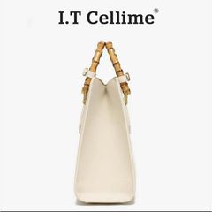 (Hàng V.I.P LIMITED - FULLBOX HÃNG) Túi xách nữ I.T CELLIME thiết kế thêu sang trọng, Đẳng cấp Màu trắng be