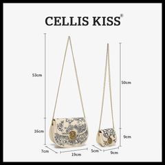 (Hàng V.I.P LIMITED - FULLBOX HÃNG) - Túi xách CELLIS KISS thêu công nghệ mới thanh lịch, túi đôi. Màu xanh