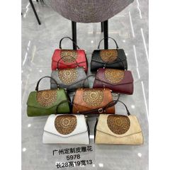 (M5978 - HÀNG V.I.P - DA BÒ HỌA TIẾT) - Túi xách Nữ Da Bò Xuất Âu Khắc Size 28
