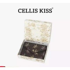 (Hàng V.I.P LIMITED - FULL BOX) - Ví đựng thẻ Cellis Kiss 12 ngăn tối giản sang trọng, thời thượng . Màu Nâu Vì Gấp