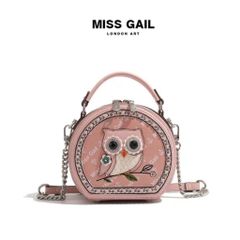 (Hàng V.I.P LIMITED) - Túi xách tròn MISS GAIL thiết kế phiên bản giới hạn hoạt hình cú mèo màu HỒNG