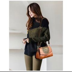 (M5978 - HÀNG V.I.P - DA BÒ HỌA TIẾT) - Túi xách Nữ Da Bò Xuất Âu Khắc Size 28