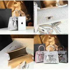 (HÀNG V.I.P ORDER - TẶNG HỘP) - Túi Đeo Chéo Đính Đá Platinum Sang Chảnh size 25