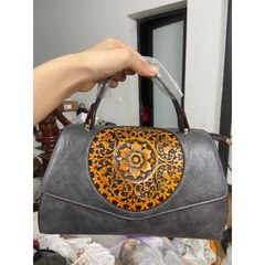 (M5978 - HÀNG V.I.P - DA BÒ HỌA TIẾT) - Túi xách Nữ Da Bò Xuất Âu Khắc Size 28