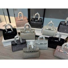 (HÀNG V.I.P - ORDER) - Túi H.M 2 quai Họa tiết Da Đính Đá Bling Bling Size 25