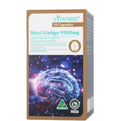 Bổ não Vitatree Maxi Ginkgo 9500mg 30 viên - Úc (Nhập khẩu, tem phụ)